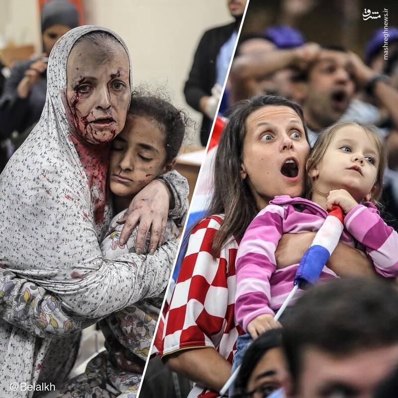 تصاویر عکاس فلسطینی از جام جهانی و غزه کنار هم!