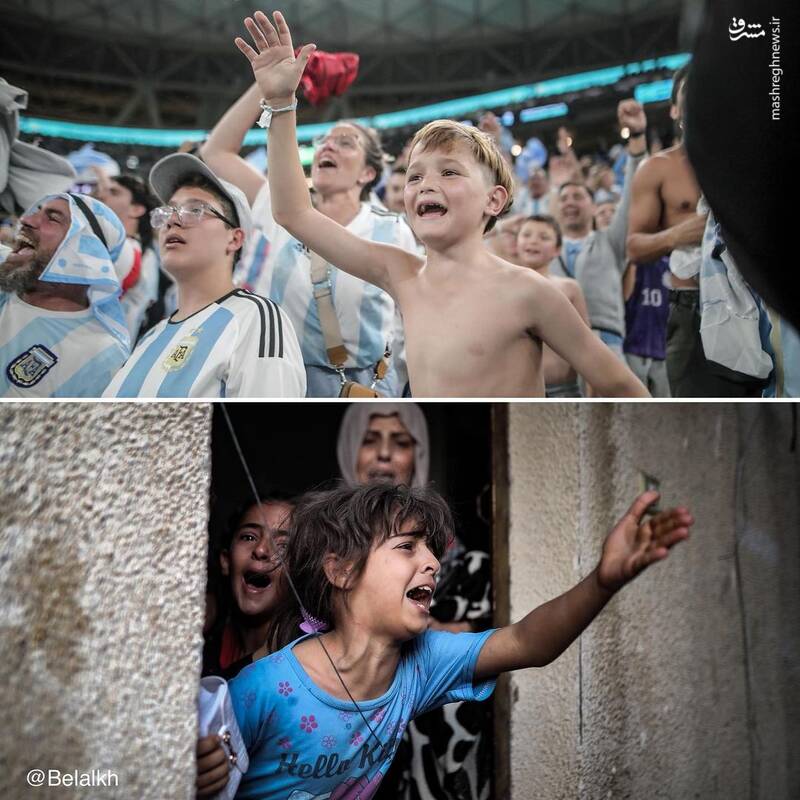 تصاویر عکاس فلسطینی از جام جهانی و غزه کنار هم!