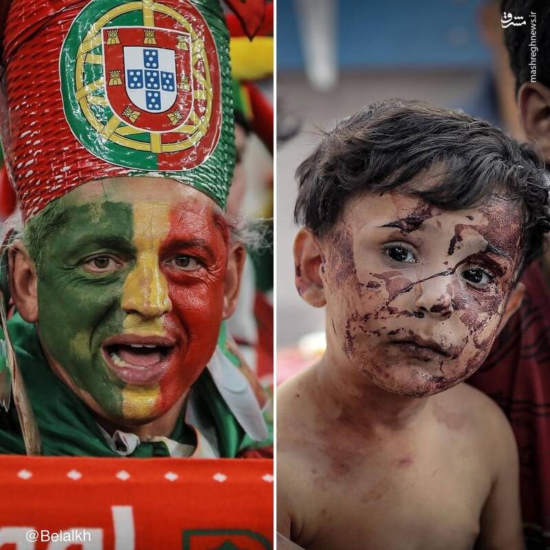 تصاویر عکاس فلسطینی از جام جهانی و غزه کنار هم!