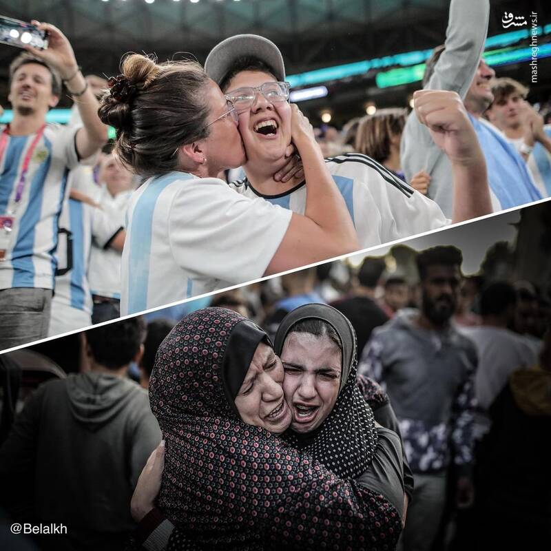 تصاویر عکاس فلسطینی از جام جهانی و غزه کنار هم!
