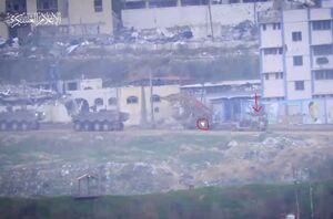 لحظه انهدام یکی از ادوات زرهی ارتش اسرائیل توسط حماس