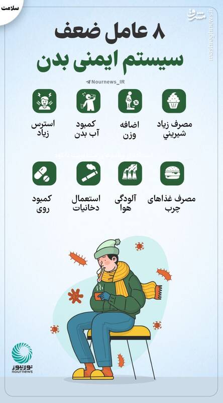 اینفوگرافیک/ ۸ عامل ضعف سیستم ایمنی بدن
