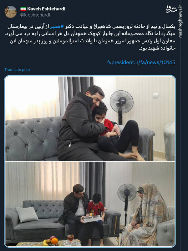 معاون اول رئیسجمهور به دیدار آرتین رفت