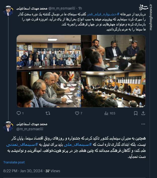 اسماعیلی: ما سینما را به مردم بازگرداندیم