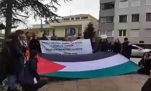 تظاهرات حامیان فلسطین مقابل کنسولگری آذربایجان در استانبول