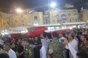 تشییع پیکر شهدای حشد الشعبی در بین الحرمین