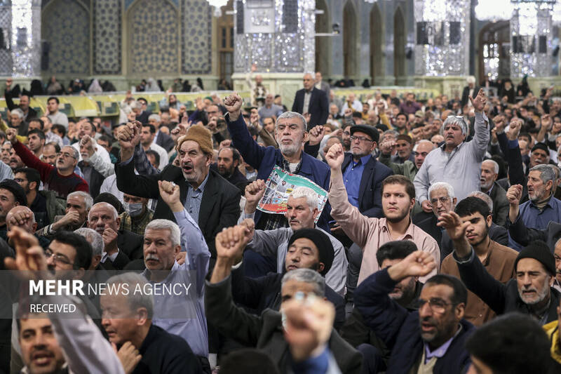 حضور رئیس مجلس در راهپیمایی ۲۲ بهمن در شهر مشهد مقدس