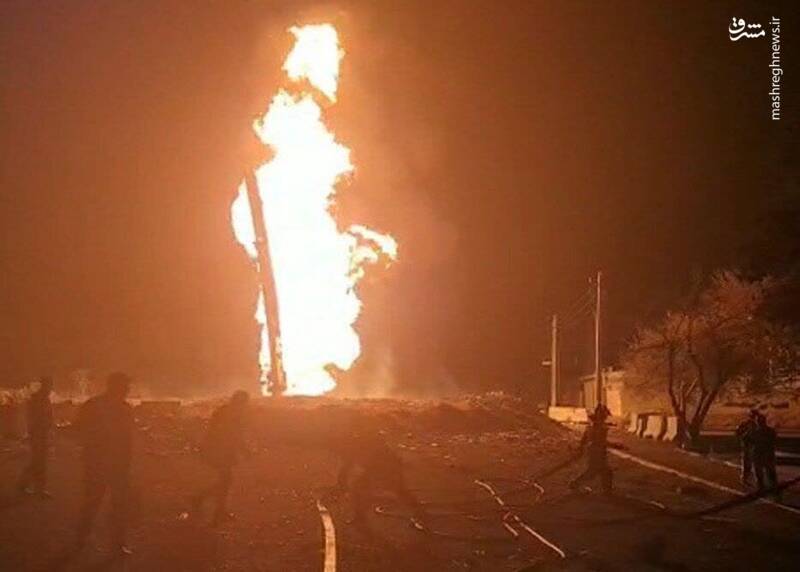 انفجار خط انتقال گاز سراسری کشور در بروجن +عکس