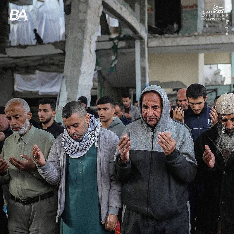 نماز جماعت در مساجد شمال غزه مجددا آغاز شد + تصاویر