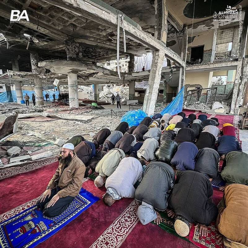 نماز جماعت در مساجد شمال غزه مجددا آغاز شد + تصاویر