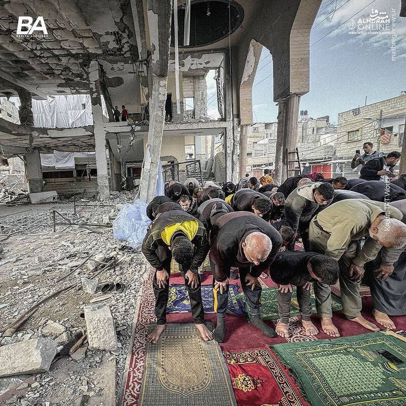 نماز جماعت در مساجد شمال غزه مجددا آغاز شد + تصاویر