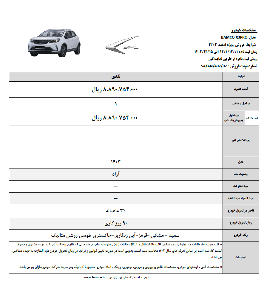 شرایط فروش ویژه BAC X3 PRO اعلام شد