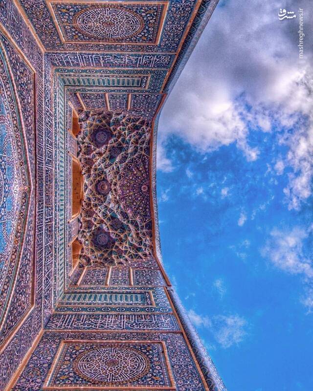 تصویری دیدنی از مقرنس‌های ورودی مسجد جامع یزد