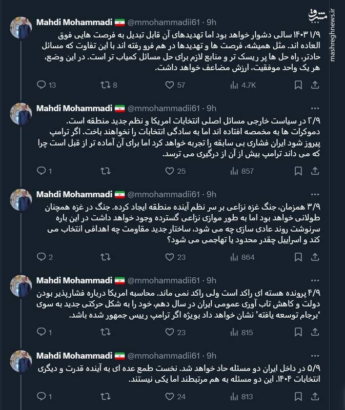 مهدی محمدی:۱۴۰۳، سال اتفاقات خیلی مهم خواهد بود