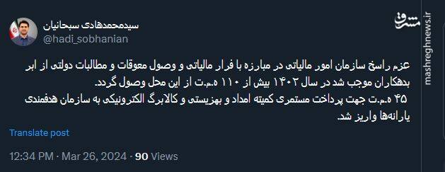 وصول بیش از ۱۱۰ ه.م.ت در مبارزه با فرار مالیاتی