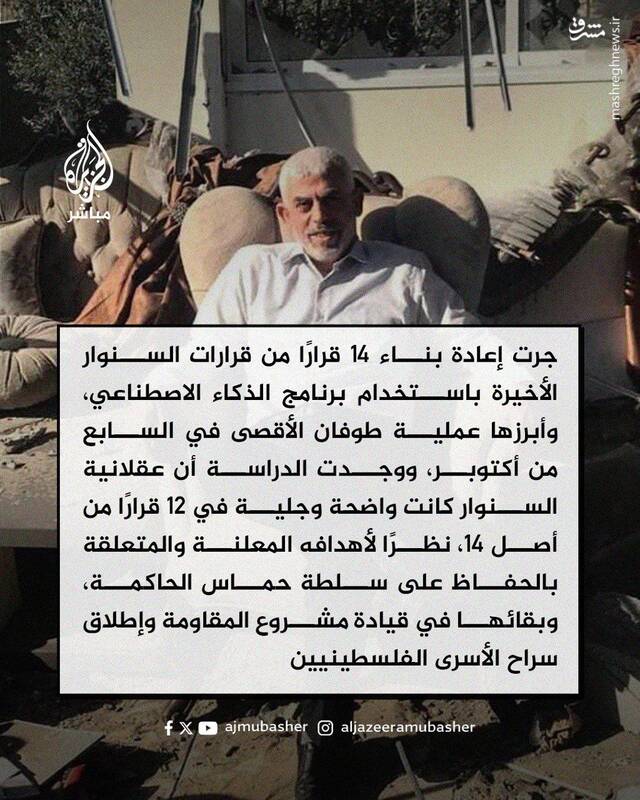 هوش مصنوعی، ۱۲ تصمیم از ۱۴ تصمیم سنوار را کاملا صحیح تشخیص داد!