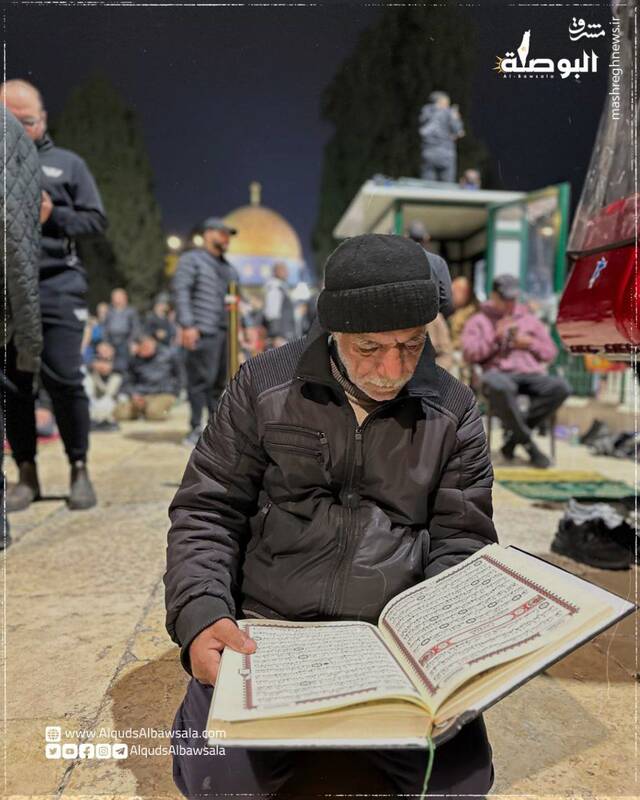 تصاویری از حضور بیش از ۱۲۰ هزار فلسطینی در نماز صبح سومین جمعه رمضان