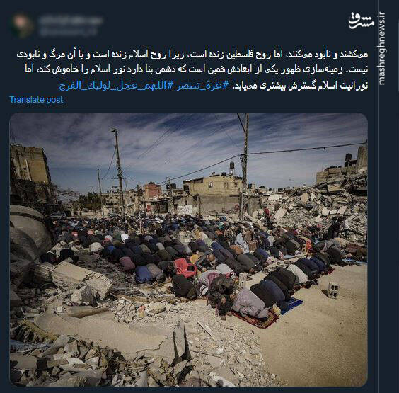 میکشند و نابود میکنند، اما روح فلسطین زنده است