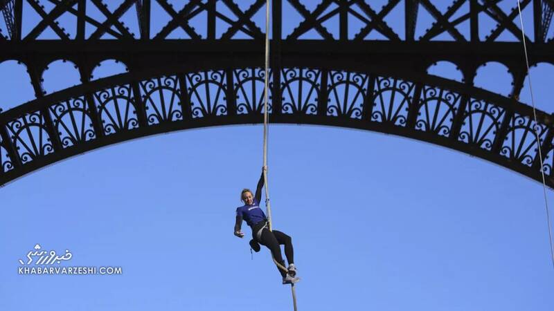 زن فرانسوی رکورد صعود با طناب را شکست +عکس