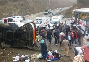 واژگونی اتوبوس در محور آستارا به اردبیل
