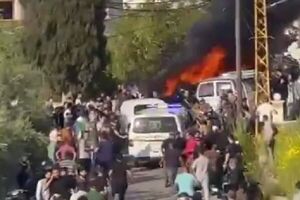 ۲ خودرو در «الشهابیه» لبنان هدف قرار گرفت+ فیلم