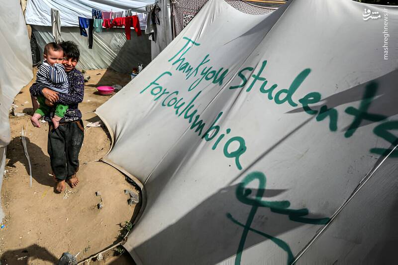 فلسطینیها در رفح از حمایت دانشجویان آمریکایی تشکر کردند!