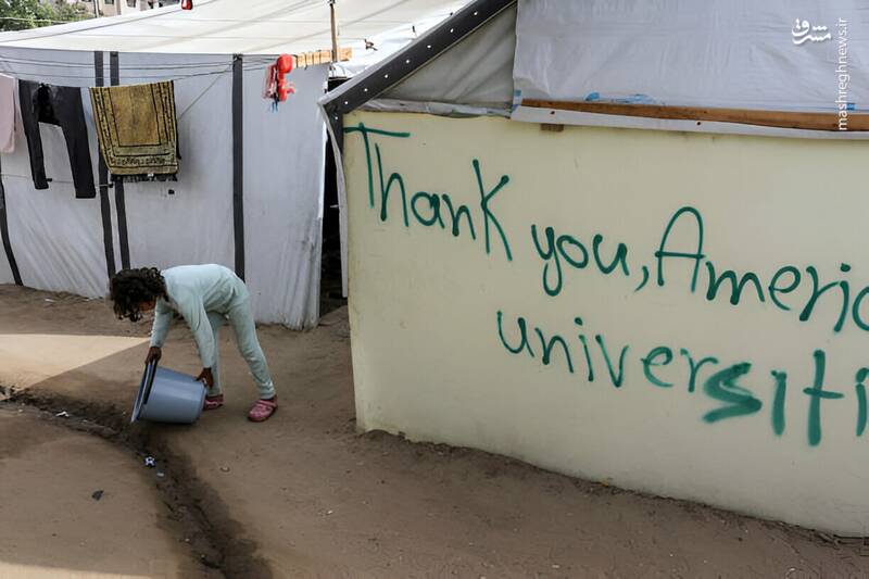 فلسطینیها در رفح از حمایت دانشجویان آمریکایی تشکر کردند!