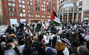 تظاهرات دانشجویان آمریکا در دانشگاه راتگرز در نیوجرسی