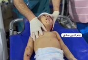 فیلم/ کودک مجروح فلسطینی در بمباران شب گذشته رفح 15+