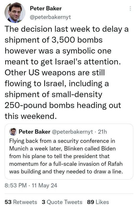 تاخیر در ارسال ۳۵۰۰ بمب، تصمیمی نمادین برای جلب توجه اسرائیل بود