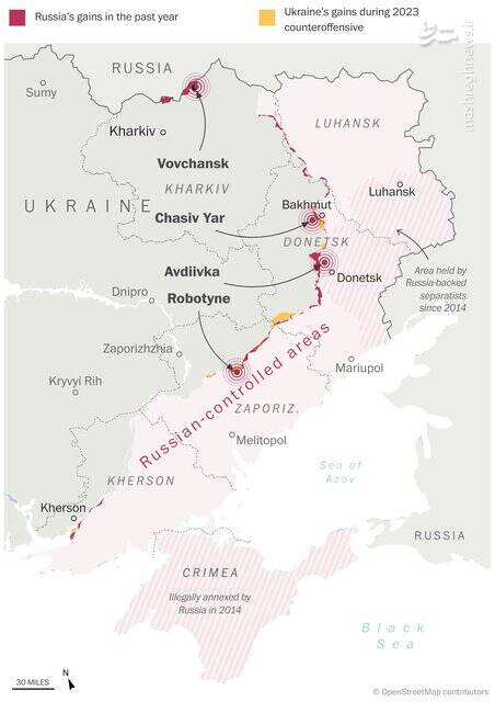 تصرفات اخیر روسیه از مناطق آزادسازی شده اوکراین در ۲۰۲۳ بیشتر است