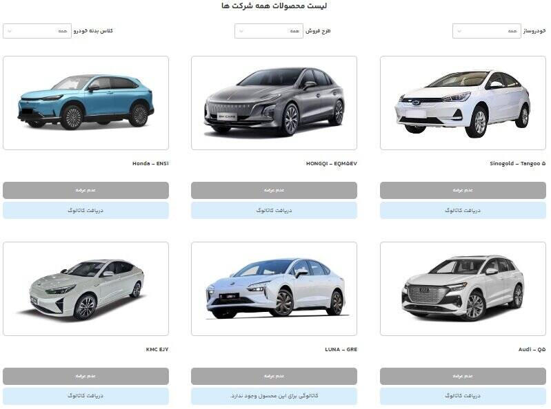 فهرست خودروهای برقی در سامانه اعلام شد