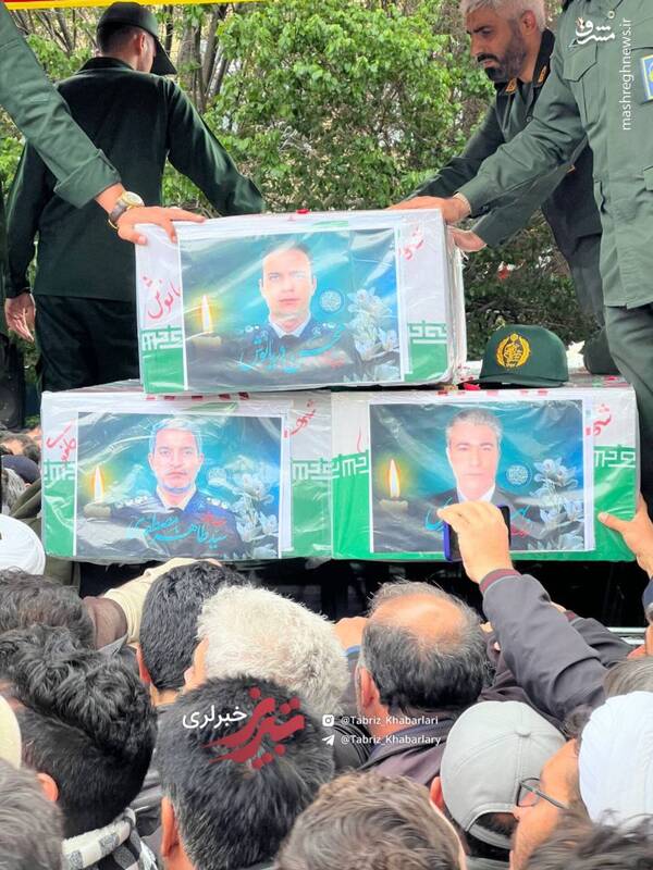 وداع آخر آذریها با رئیس جمهور شهید/ حماسه مردم تبریز در بدرقه شهدای خدمت +عکس و فیلم