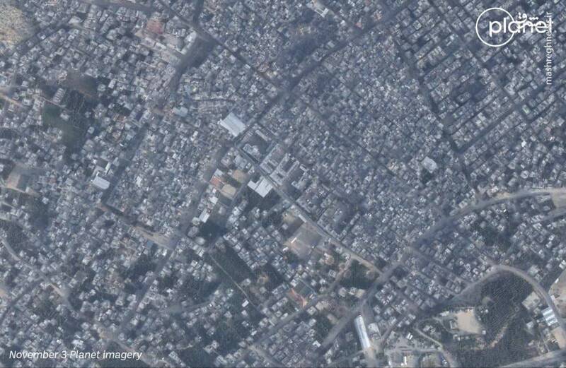 تصاویر هوایی از جبالیا قبل و بعد از حمله اسرائیل به غزه