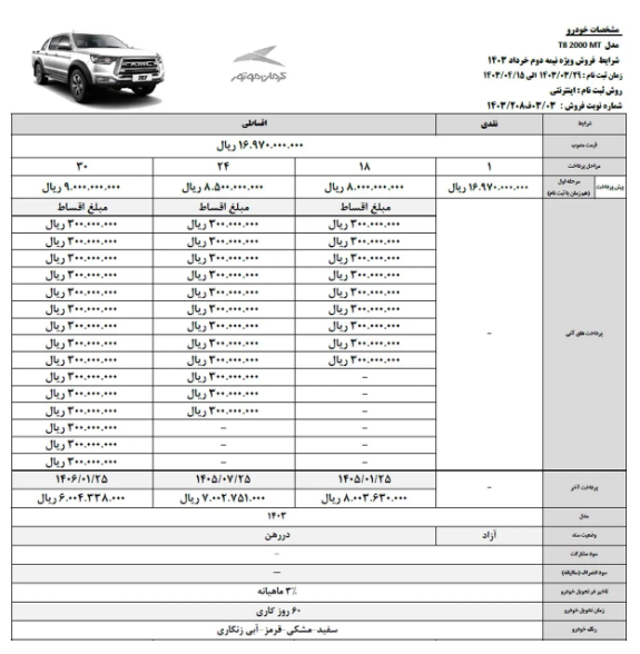 اعلام شرایط فروش نقدی و اقساطی سه محصول کرمان موتور