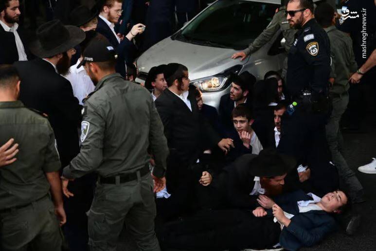 عکس/ بحرانی خدمت سربازی در سرزمین های اشغالی/ درگیری مجدد پلیس رژیم صهیونیستی با حریدیها