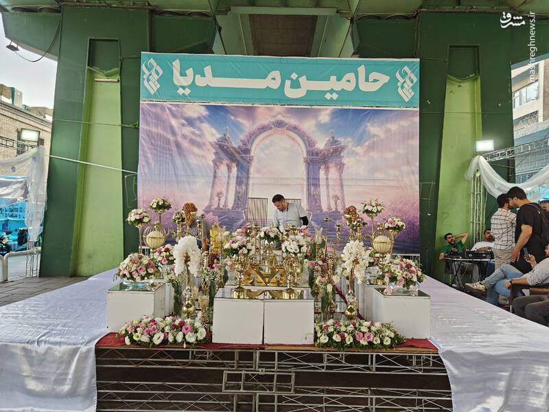 عکس/ برپایی سفره عقد در راهپیمایی کیلومتری غدیر