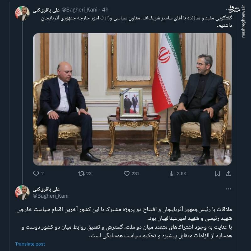 آخرین اقدام سیاست خارجی شهید رئیسی و امیرعبدالهیان به روایت باقری