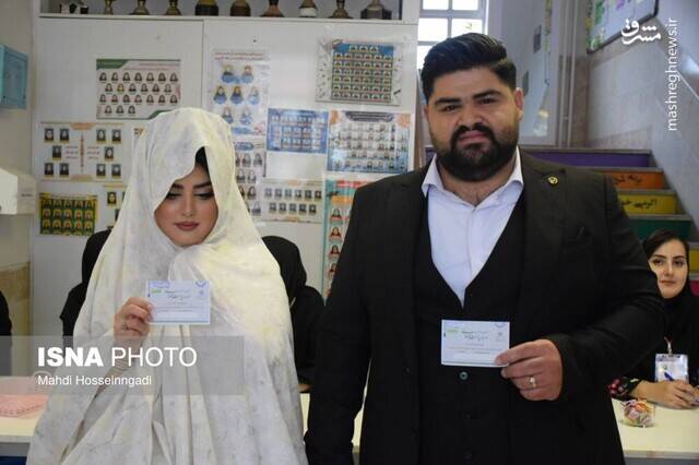 حضور عروس و دامادها پای صندوق های رای + عکس و فیلم 3