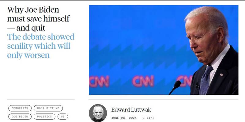 نویسندهی آمریکایی: جو بایدن باید خود را نجات دهد و کنار بکشد!