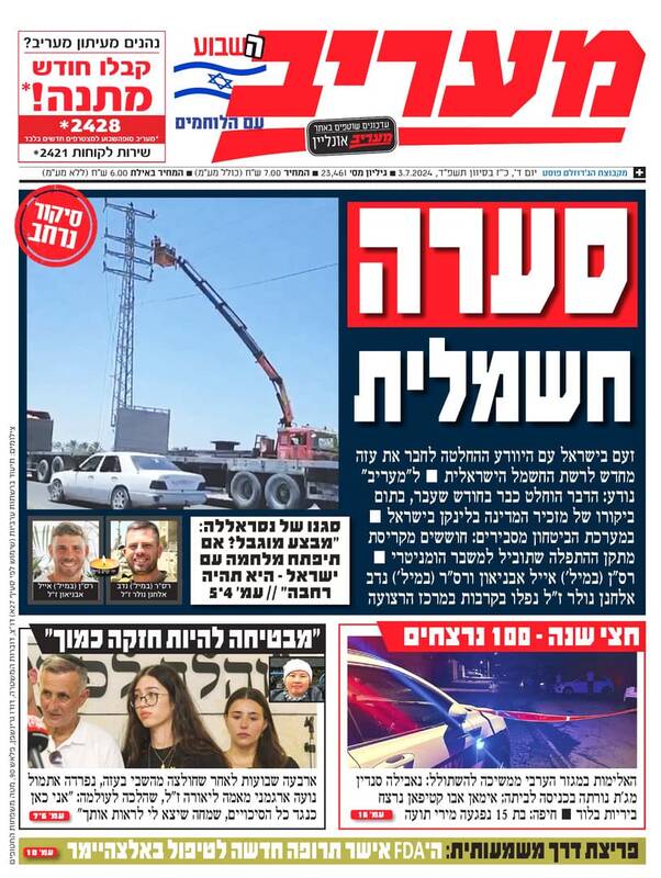 صفحه نخست روزنامه های عبری زبان/ خشم صهیونیستها از اتصال برق غزه