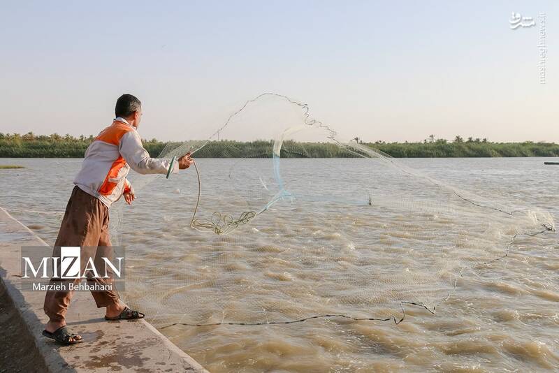 عکس/ صید ماهی روی پل صنگور آبادان