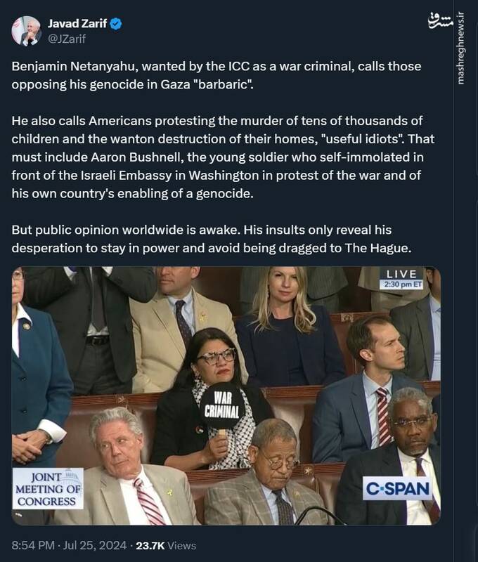 ظریف: توهینهای نتانیاهو برای فرار از دادگاه لاهه است