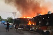 مهار آتش‌سوزی در بازارچه جیرفت