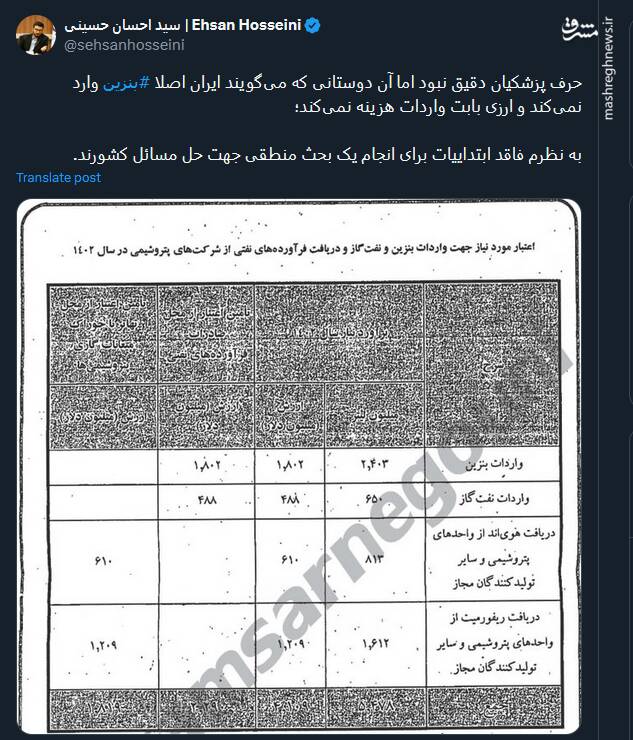 قابل توجه آنان که می‌گویند ایران اصلا بنزین وارد نمی‌کند