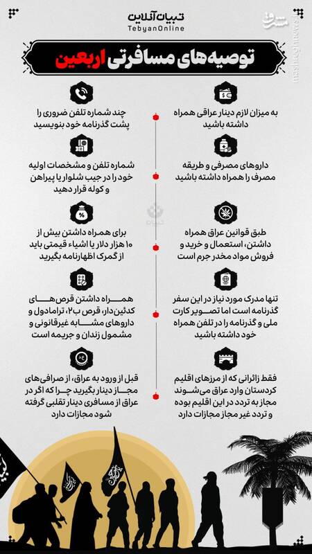 اینفوگرافیک/ توصیههای مسافرتی اربعین