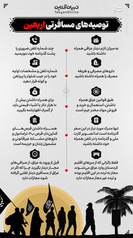 اینفوگرافیک/ توصیه‌های مسافرتی اربعین