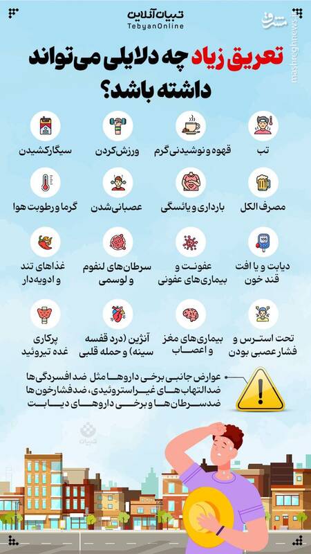 اینفوگرافیک/ تعریق زیاد چه دلایلی می‌تواند داشته باشد؟