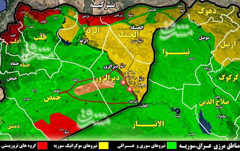 جزئیات درگیری با عناصر تحت فرمان آمریکا در جنوب شرق سوریه / چرا واشنگتن از پیشروی نیروهای عشایر در شرق رود فرات هراس دارد؟ + نقشه میدانی 