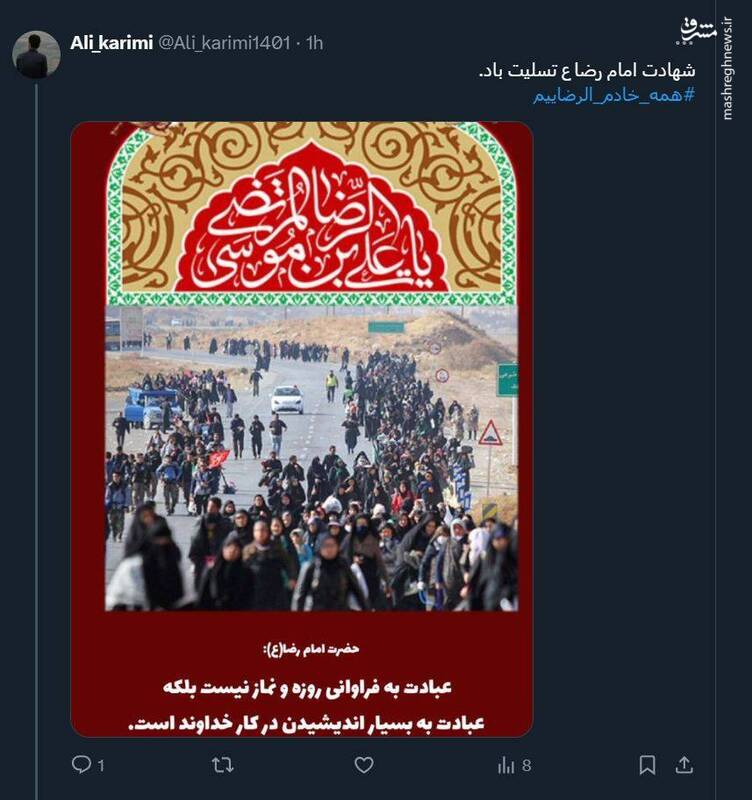 توئیتهای کاربران فضای مجازی به مناسبت شهادت امام رضا(ع)